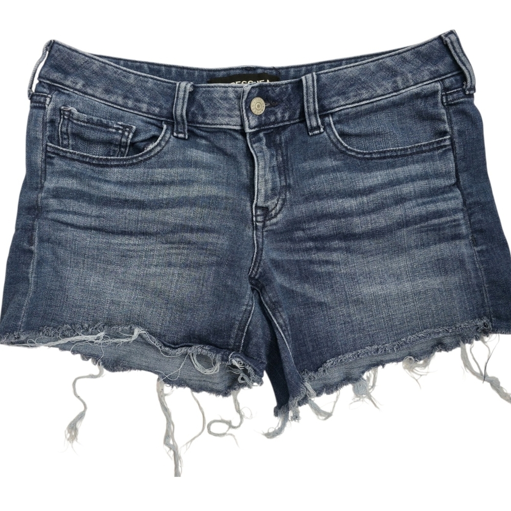 Express Distressed Dark Blue Denim Jean Shorts